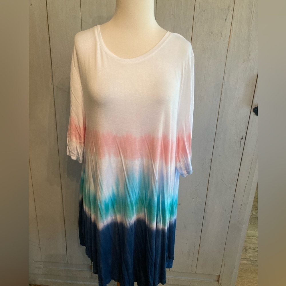 Women’s Lane Bryant Pastel Tie Dye Swing Top/blouse Longer Style. Sz-14/16 NEW
